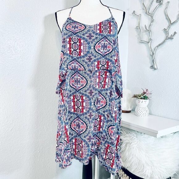 LuLu’s Sleeveless Boho Ruffle Dress Mini Silhouette - Picture 1 of 11